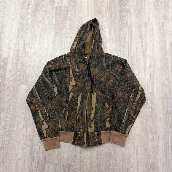 Vintage Ace Sportswear Camo Full Zip Hoodie Men's Medium Green Camouflage 90s - Picture 1 of 8